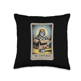 The Emperor Cat Tarot Card Cat In Box Lover Funny Cat Throw Pillow