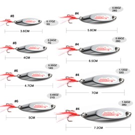 Goture Long Distance Cast Metal Fishing Lure, Artificial Bait Set with Hooks, Fishing Spoon for Trout Pike Bass Crappie, Pack of 10