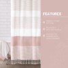 Awellife Boho Pink Shower Curtain for Bathroom Stripe Tassel Shower