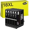 Happy Printer 5 Cartridges Compatible with Epson 18XL Black for