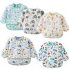 ElecMotive 5 Pack Long Sleeve Bib,Baby Toddler Waterproof Sleeved Bib