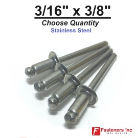 Brighton POP Rivets ALL Stainless Steel 6-6 3/16" x 3/8" Grip Range (Choose Quantity) - 100
