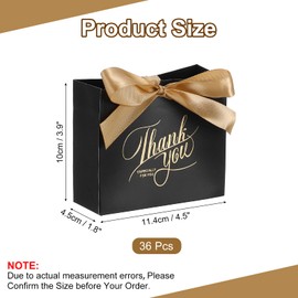 sourcing map 36Pcs Thank You Gift Bags with Champagne Color Ribbons Party Favor Bags 4"x2"x4" Gift Bags for Graduation Business Shopping Wedding Party Favors, Black