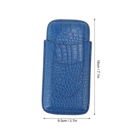 Zerodis Leather Cigar Case, Wood Lined Cigar Humidor with Lid 3-Finger Carry Bag Cigar Gift Box for Cigar Lovers (Dark Blue)