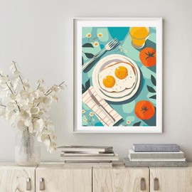 Breakfast Flatlay Food Paint by Numbers Kit for Adults, Paint by Number on Canvas Without Frame, DIY Oil Painting Acrylic Kitchen Art for Foodies 16x20inch(Without Frame)