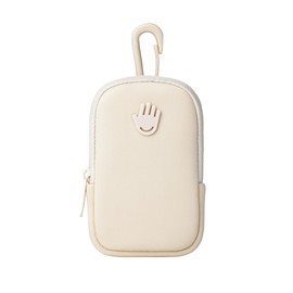 Touchette Zippered Pouch, Attachable Fashion Accessory with Snap Hook for Touchland Hand Sanitizer 1FL OZ., Ivory
