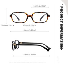 MASDUN Rectangle blue light glasses for woman men Small Face Square bluelight blocking glasses for computer use Gaming (Black + Tortoise)