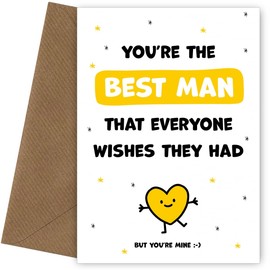 Best Man Thank You Card - Everyone Wishes - Appreciation Cards for Best Man to Express Thanks to Him on Wedding Day or Groomsman Proposal Card