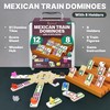 Queensell Mexican Train Dominoes Set with 8 Holders - Wooden