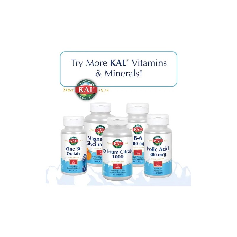 Kal Calcio 1000mg Magnesio 400mg Zinc 15mg Apoyo Salud 250ct