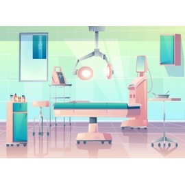 BELECO Cartoon Hospital Operating Room Backdrop 9x6ft Fabric Doctor Surgery Anesthesia Bed Medical Equipment Background Doctor Nurse Themed Backdrop Decor Studio Background Photo Booth Props