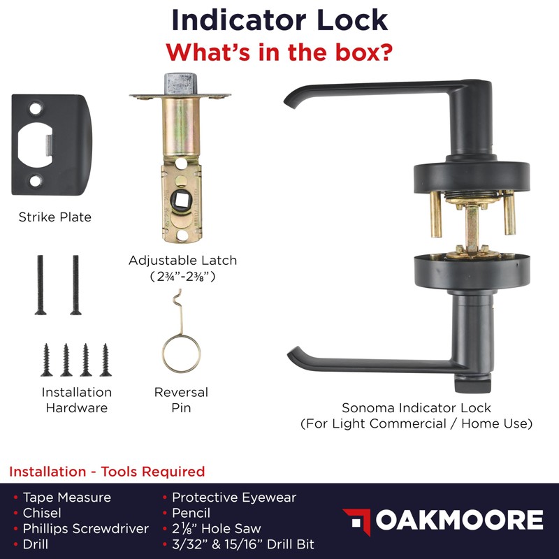 Commercial Door Handle Lock, Bathroom Locks for Home Doors, Vacant