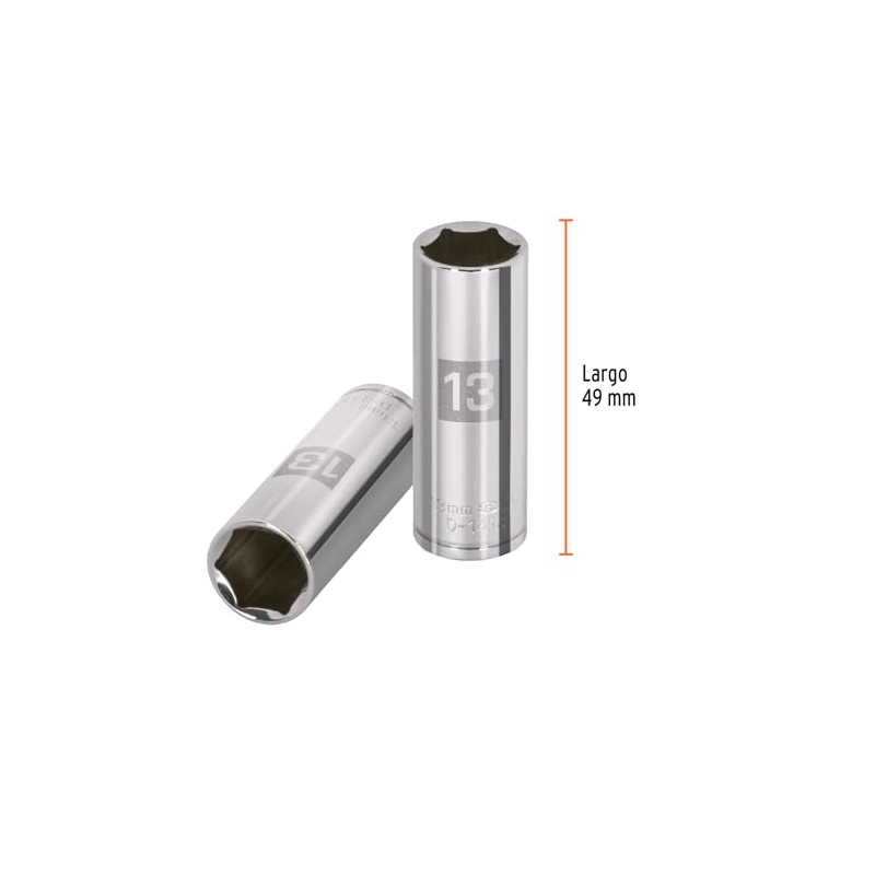 Truper D-1413-LM, Dado largo de 6 puntas mm, 13 mm,
