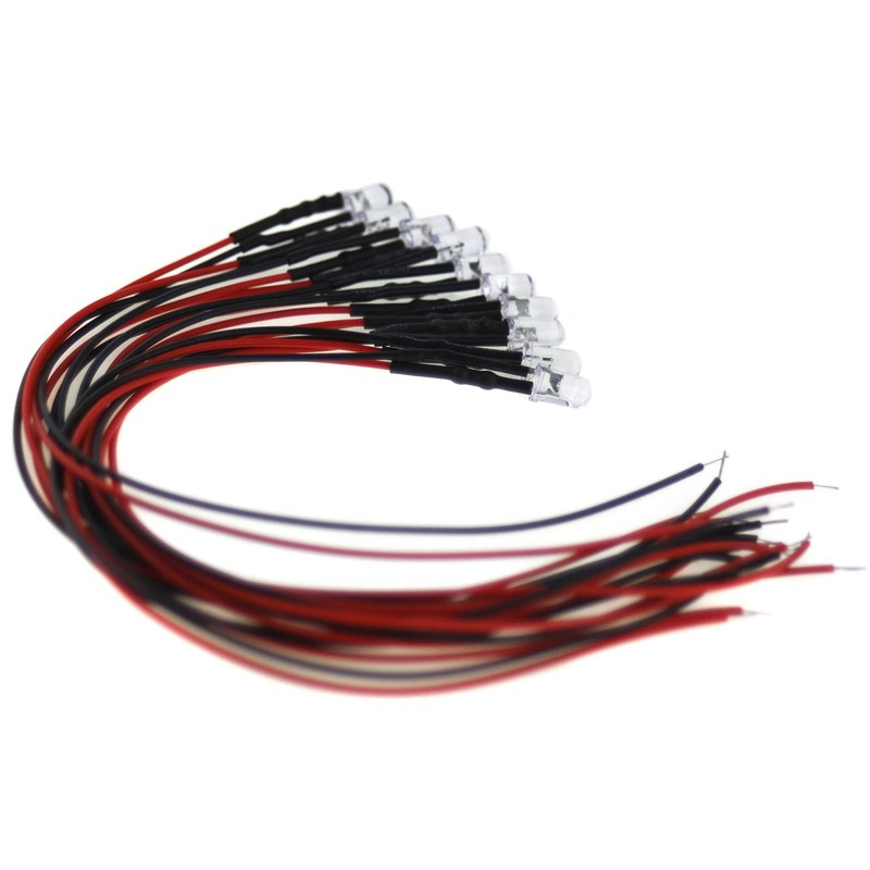 10 x 5 mm LED, 24 Volt, Green; with 20