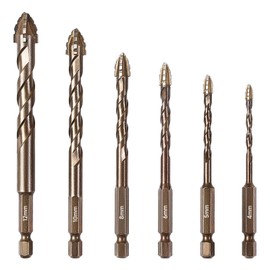 Industrial Grade Medium Carbon Drill Bit Set, Domestic Drill Bit Set for Concrete/Glass/Brick/Concrete/Tile/Wood and Hard Materials Masonry Drill Bit Set, Tip Size 5/32''-1/2''