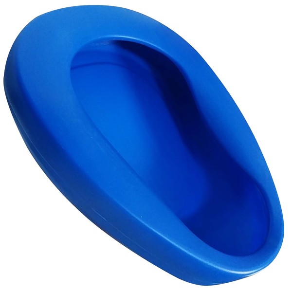 Rhinenet Thick Plastic Bedpan Heavy Duty Bed Pan Nursing Thicken 10 Degree Slope Large Bedpans Emergency Bed Pan Urine Container with Contoured Shape for Patient Elderly Female Use - Blue