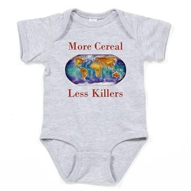 CafePress More Cereal Less Killers Body Suit Cute Baby Bodysuit Romper Dark Heather Gray