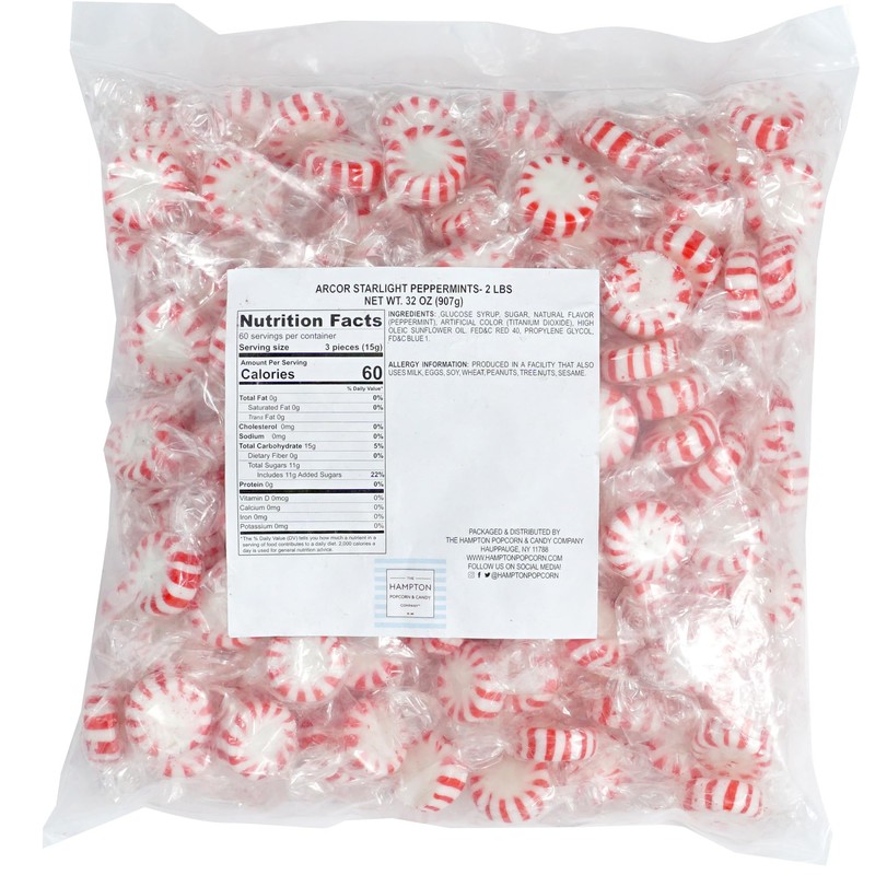 Arcor Starlight Peppermint Candy, 2 Pound Bulk Hard Candy (Approx.