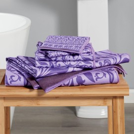 Stoneberry Home® Printed 6-Piece Towel Set Microfiber Purple Paisley