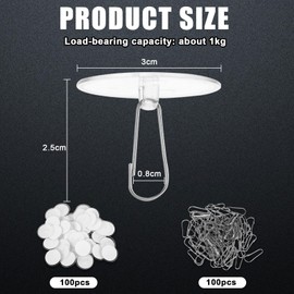 100 Pcs Adhesive Ceiling Hooks,Round Suction Cup Hooks for Hanging,Ceiling Hanging Hook for Walls No Damage,Drop Ceiling Hook for Festival Wedding Birthday Ceiling Decorations