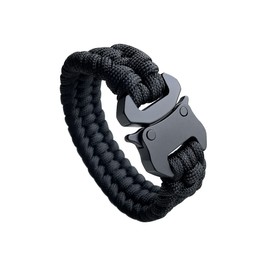 SU LIFE Parachute Cord Bracelets Trilobite Weaved Paracord Bracelet with Side Release Buckle 8.7 inch Black Bracelet for Men Women 1 Set (Black)