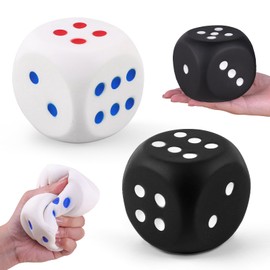 Anboor 2 Pcs Large Foam Dice for Adults Kids - 3.54" Jumbo Big Dés Giant Soft Fun, Colorful Dice for Game Nights & Classroom Activities (White & Black)