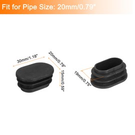 sourcing map 16Pcs Oval Plastic Hole Plug, 1.18" x 0.79" Rubber End Caps Pipe Tube Inserts End Blanking for Chair Legs Metal Pipe Post Furniture, Black