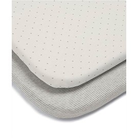 Mamas & Papas 2 Universal Crib Fitted Sheets, Grey Star/Grey Stripe