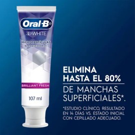 Pasta Dental Oral-B, 3D White, Brilliant Fresh, Micropartículas Blanqueadoras, 107 ml, 2 Unidades