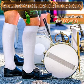 Chuarry 4 Pairs Lederhosen Socks Men German Oktoberfest White Cotton Bavarian Lederhosen Knee High Socks for Men German Traditional Bavarian Bands Costume