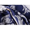JWSilk Long Charmeuse Silk Fashion Scarf (Navy and White)
