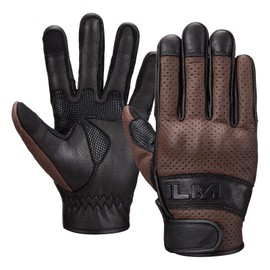 ILM Motorcycle Goat Leather Gloves Full Finger Breathable Touchscreen Motocross Dirt Bike ATV Riding Gloves for Men Women Model GL1(Brown,M)