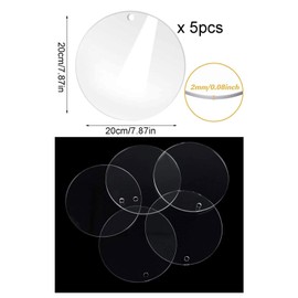 Pack of 5 Transparent Round Acrylic Plates, Transparent Round Large Thick Acrylic Disc, Acrylic Plate Transparent Round 20 cm, Perfect for DIY Craft Projects, Signs, Photo Frames, Paintings and More