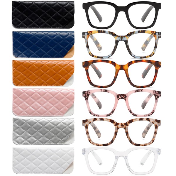 ZXYOO 6 Pack Oprah Style Reading Glasses for Women Blue