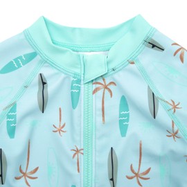 Gerber Boys' Toddler Long Sleeve One Piece Sun Protection Rashguard Swimsuit, Surfboard