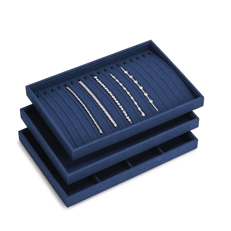 Oirlv Blue Microfibre Jewellery Trays 12 Grids Earrings Bracelets Display