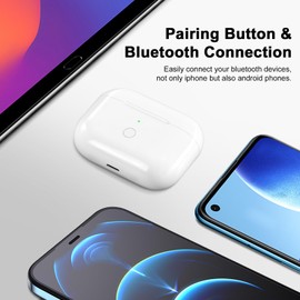 Compatible with AirPods Pro 1st & 2nd Generation Charging Case Replacement, Compatible with Wireless AirPods Pro 1st & 2nd Charger Case with Bluetooth Pairing Sync Button,White