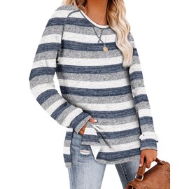 Aokosor Long Sleeve Shirts for Women Winter Maternity Dressy Tops Workout Striped Clothes Winter 2025 L