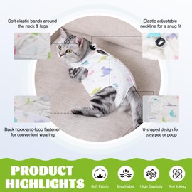 DoggieKit Cat Recovery Suit After Surgery, Anti Licking Onesie Postoperative Shirt for Female Spay Male Neuter, Soft Breathable Bodysuit Pajamas for Abdominal Wound Kitten E-Collar & Cone Alternative