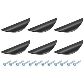 sourcing map 6 Pack Half Moon Cabinet Pull, 2.52" Hole Center Drawer Pulls Zinc Alloy Brushed Cabinet Pull Handles for Kitchen Cupboard Dresser Cabinet Hardware, Black
