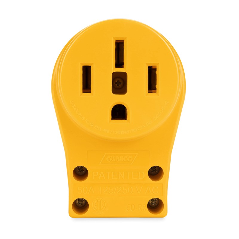 Camco Power Grip Camper/RV 50-Amp Female Replacement Receptacle - Features