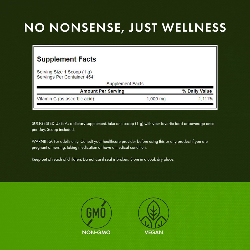 Swanson Vitamin C Powder 100% Pure Ascorbic Acid, Immune System