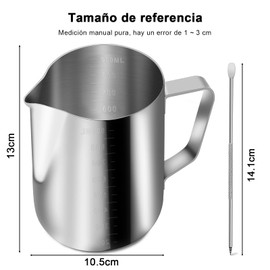 Jarra para Espumar Leche Espresso, Jarra para Espumar Leche de Acero Inoxidable, Taza de Jarra de Leche con Latte Art Pen/Barista Pen para Máquina de Café Espresso, Espumador de Leche, Arte con Leche (12oz 350ML, Plata)