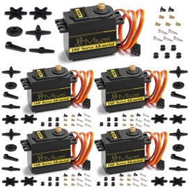 Miuzei 15 kg Digital Servo Motor Metal Gear High Speed Torque Servo Motor for RC Car 1:8 1/10 12 Helicopter Aeroplane Car Boat Robot Arm Control Pack of 5