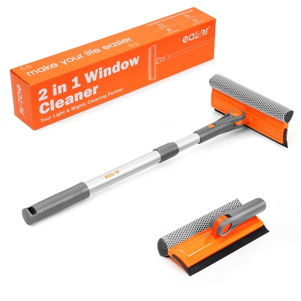 Eazer Window Cleaning Squeegee Kit, 2-in-1 Rotatable Squeegee for Window