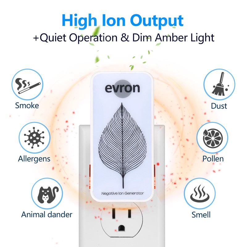 Air Ionizers for Home, Ultra-Thin Filterless Plug-In Negative Ion Generator,