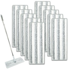 10Pack Microfiber Flat Mop Pads Compatible with JOYMOOP, Libman, Oshang Flat Mop or Mop Bucket Set and Most 13"X5" Flat Floor Mop, Reusable Mop Head Replacement Washable Microfiber Mop Cleaning Pads
