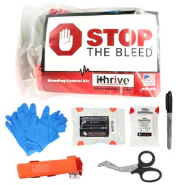 iThrive Medical - Stop The Bleed Trauma Kit - Bleeding Control Kit with CAT Tourniquet & Trauma Shears - Emergency First Aid Kit - Complete Individual First Aid Set (7 Pieces)