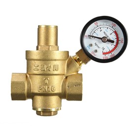 Pressure Reducing Valve, Eacam 1/2” Brass Water Pressure Reducing Maintaining Valves Regulator Adjustable Relief Valves with Gauge Meter 85 * 63mm