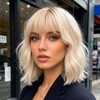 Amarlis Ombre Blonde Curly Bob Wig with Bangs for Women